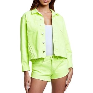 L'AGENCE 🍋‍🟩 Janelle Slim Raw Edge Jacket in Neon Yellow, Size Small